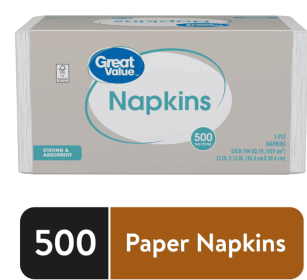 Great Value Disposable Paper Napkins, White, 500 Count