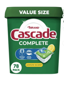Cascade Complete Dishwasher Pods, Action Pacs Dishwasher Detergent, Dishwasher Tabs, Fresh, 78 Count