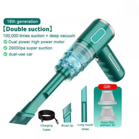 Cordless Hand-Held Vacuum Cleaner Mini Portable Car Auto Home Wireless Handheld Vacuum Cordless (Color: green)